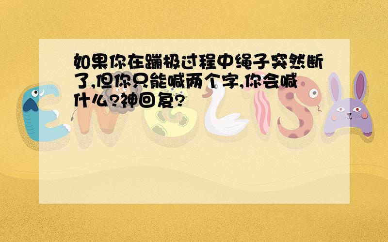 如果你在蹦极过程中绳子突然断了,但你只能喊两个字,你会喊什么?神回复?