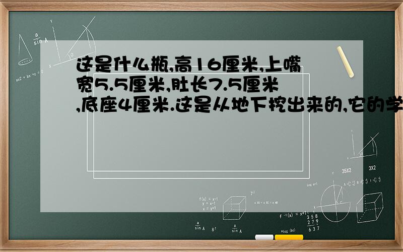 这是什么瓶,高16厘米,上嘴宽5.5厘米,肚长7.5厘米,底座4厘米.这是从地下挖出来的,它的学名叫什么.