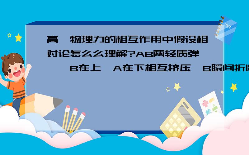 高一物理力的相互作用中假设相对论怎么么理解?AB两轻质弹簧,B在上,A在下相互挤压,B瞬间折断,A是否还受到力,如果受力是否对于力的意义相互矛盾?【就是必须有两个物体之类的!】