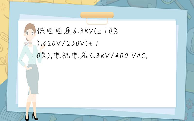 供电电压6.3KV(±10%),420V/230V(±10%),电机电压6.3KV/400 VAC,