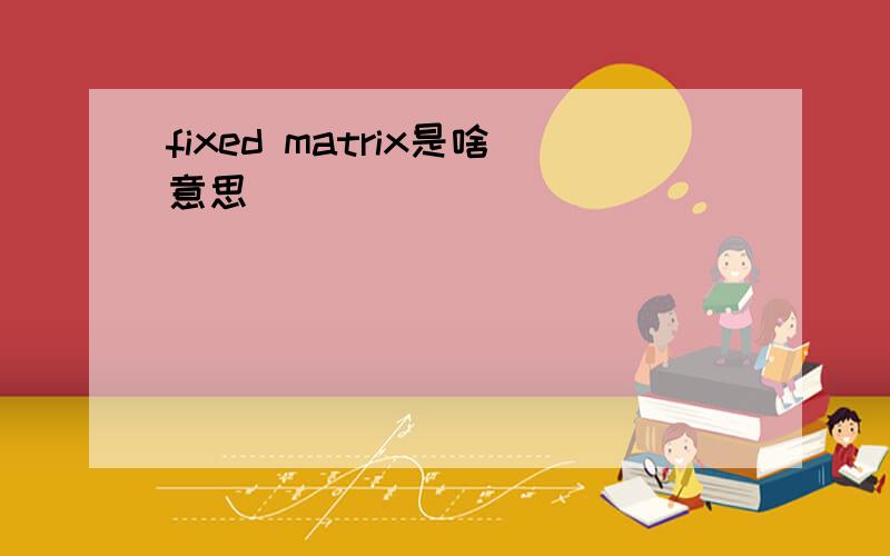 fixed matrix是啥意思