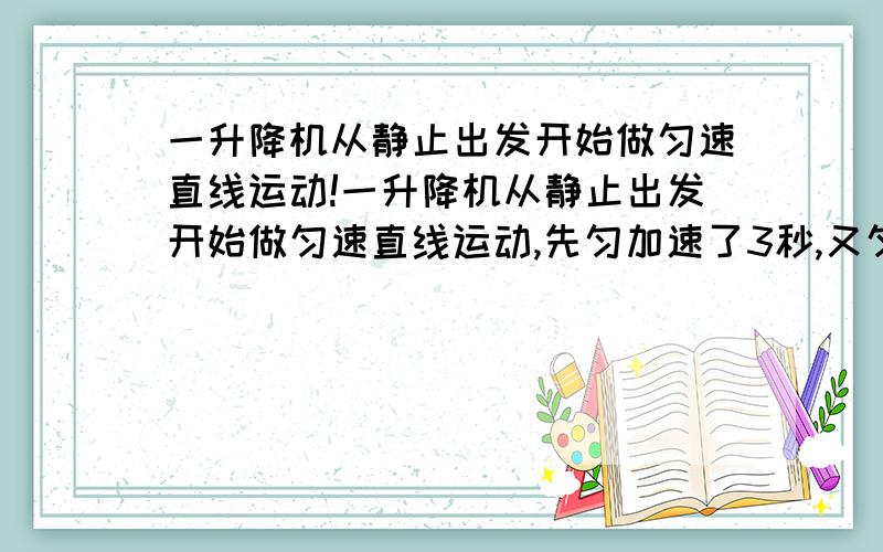 一升降机从静止出发开始做匀速直线运动!一升降机从静止出发开始做匀速直线运动,先匀加速了3秒,又匀速运动了8秒,再匀减速后4秒停止,共进46米.问最大速度,各阶段的位移,各阶段的加速度