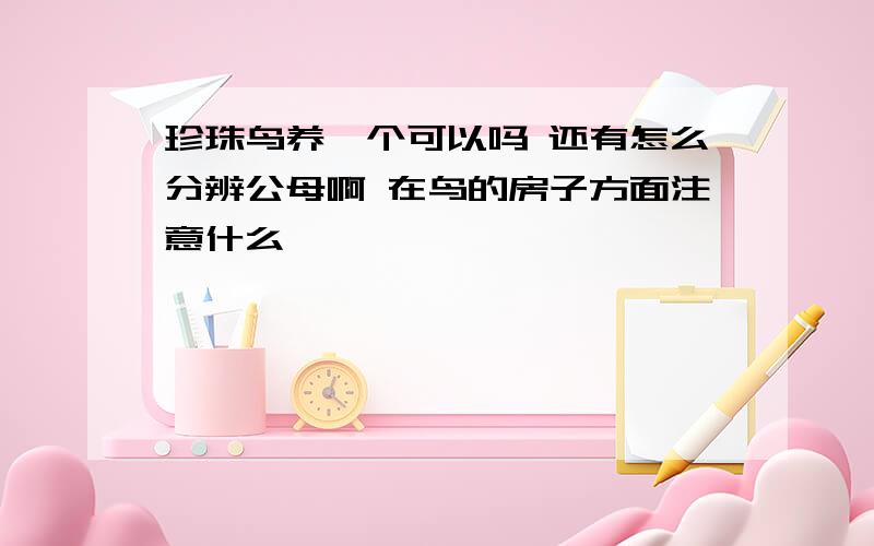 珍珠鸟养一个可以吗 还有怎么分辨公母啊 在鸟的房子方面注意什么