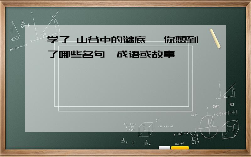 学了 山谷中的谜底 ,你想到了哪些名句,成语或故事