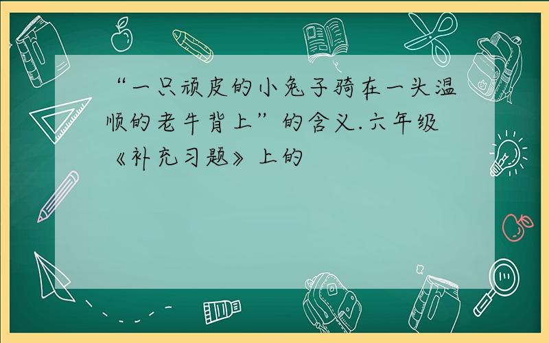 “一只顽皮的小兔子骑在一头温顺的老牛背上”的含义.六年级《补充习题》上的