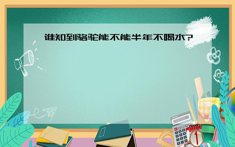 谁知到骆驼能不能半年不喝水?