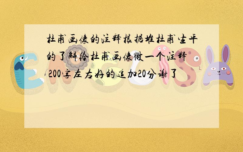 杜甫画像的注释根据堆杜甫生平的了解给杜甫画像做一个注释  200字左右好的追加20分谢了