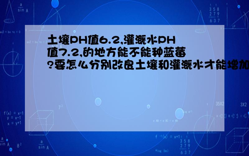 土壤PH值6.2,灌溉水PH值7.2,的地方能不能种蓝莓?要怎么分别改良土壤和灌溉水才能增加产量和质量?