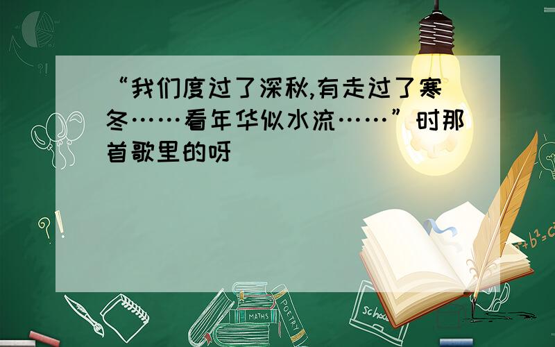 “我们度过了深秋,有走过了寒冬……看年华似水流……”时那首歌里的呀