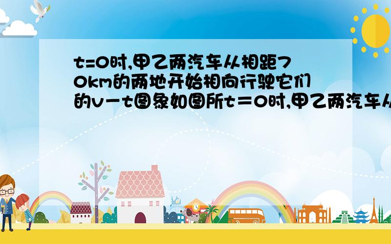 t=0时,甲乙两汽车从相距70km的两地开始相向行驶它们的v－t图象如图所t＝0时,甲乙两汽车从相距70km的两地开始相向行驶,它们的v－t图象如图所示.忽略汽车掉头所需时间.下列对汽车运动状况的