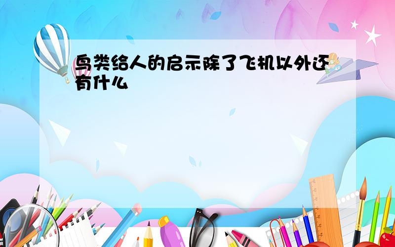 鸟类给人的启示除了飞机以外还有什么