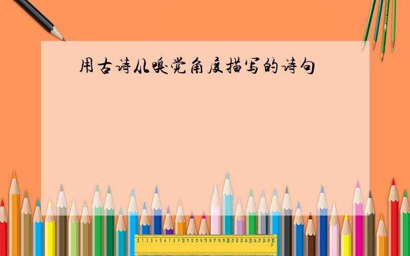 用古诗从嗅觉角度描写的诗句