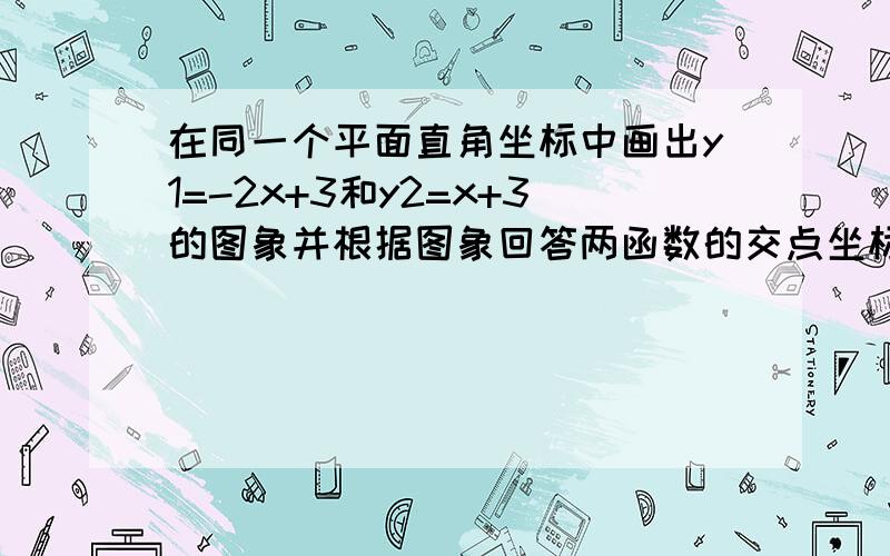 在同一个平面直角坐标中画出y1=-2x+3和y2=x+3的图象并根据图象回答两函数的交点坐标是什么当x为何值时y1大于y2