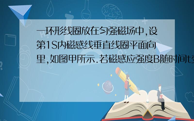 一环形线圈放在匀强磁场中,设第1S内磁感线垂直线圈平面向里,如图甲所示.若磁感应强度B随时间t变化的关系如图乙所示,那么第三秒内线圈中感应电流的大小与其各处所受安培力的方向是A大