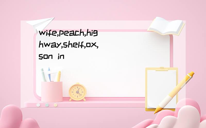 wife,peach,highway,shelf,ox,son in