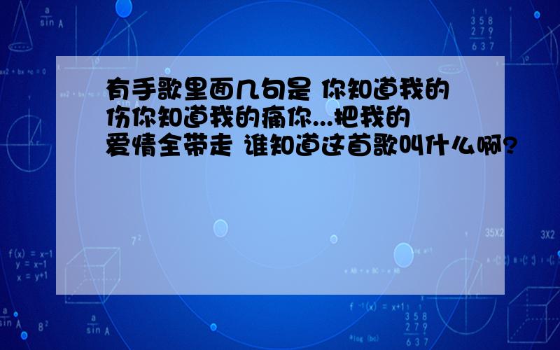 有手歌里面几句是 你知道我的伤你知道我的痛你...把我的爱情全带走 谁知道这首歌叫什么啊?