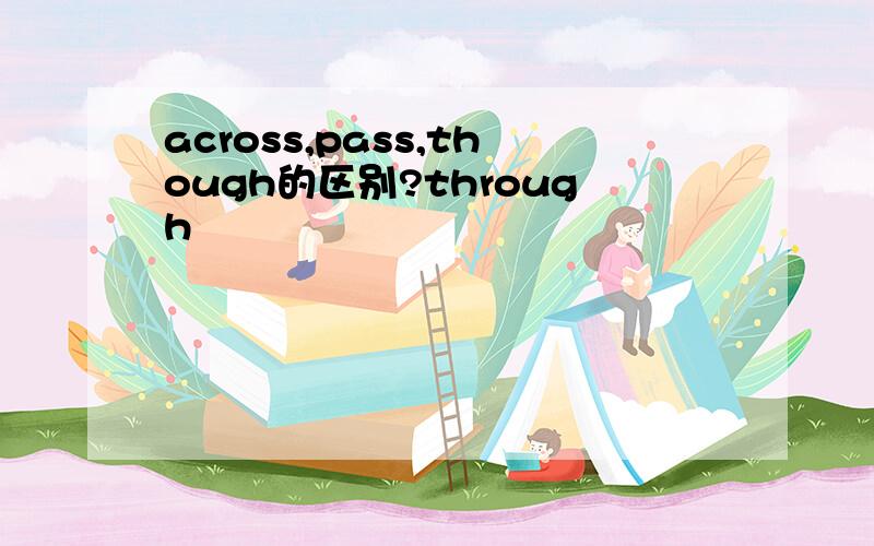 across,pass,though的区别?through