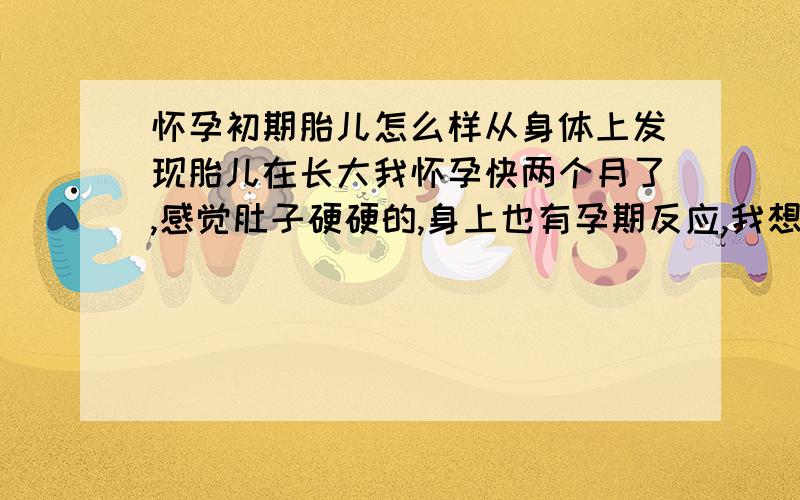 怀孕初期胎儿怎么样从身体上发现胎儿在长大我怀孕快两个月了,感觉肚子硬硬的,身上也有孕期反应,我想知道身上有反应,是孩子在长大么,我想知道怎么样从身体的变化知道孩子在发育