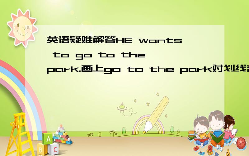 英语疑难解答HE wants to go to the park.画上go to the park对划线部分提问我们老师说是What does he want to go?为什么是What does he want to do?