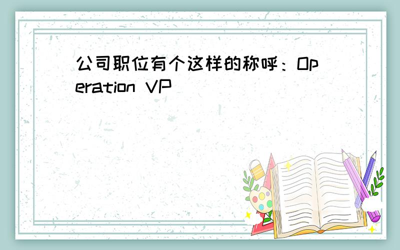 公司职位有个这样的称呼：Operation VP