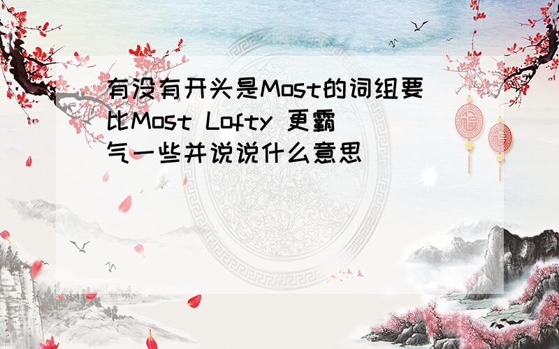 有没有开头是Most的词组要比Most Lofty 更霸气一些并说说什么意思