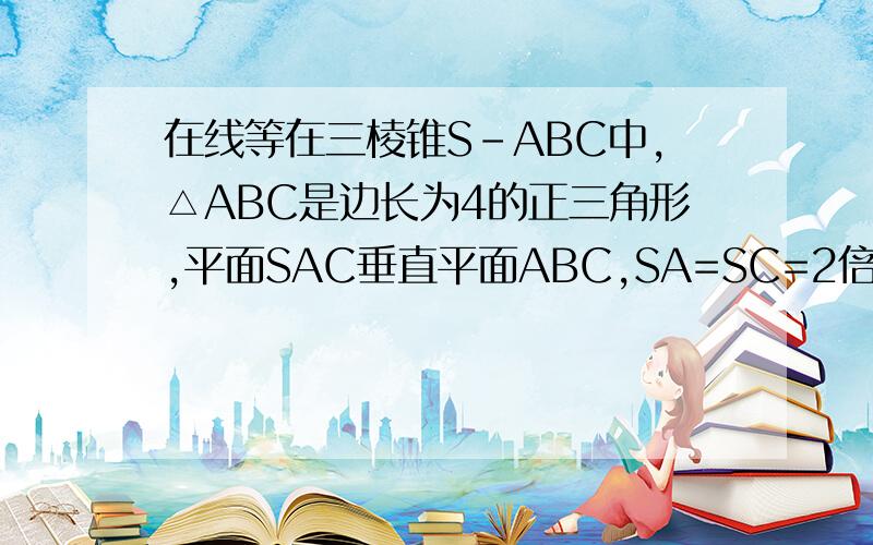 在线等在三棱锥S-ABC中,△ABC是边长为4的正三角形,平面SAC垂直平面ABC,SA=SC=2倍根号3,M、N分别为AB、SB在三棱锥S-ABC中,△ABC是边长为4的正三角形,平面SAC垂直平面ABC,SA=SC=2倍根号3,M、N分别为AB、SB