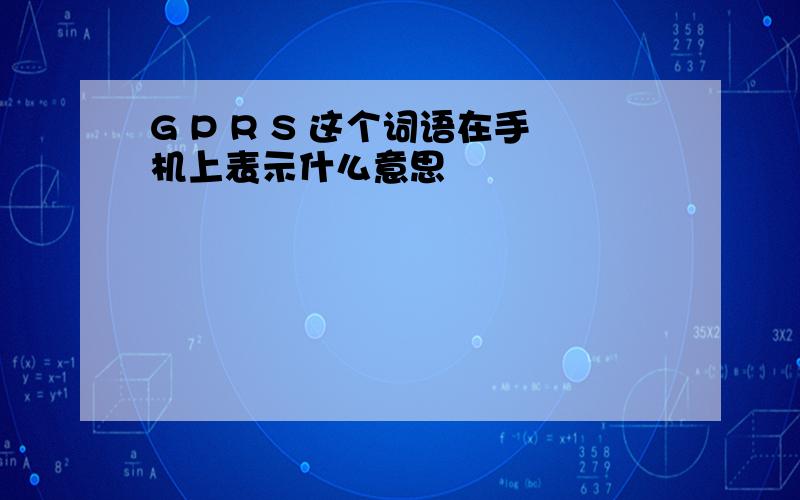 G P R S 这个词语在手机上表示什么意思