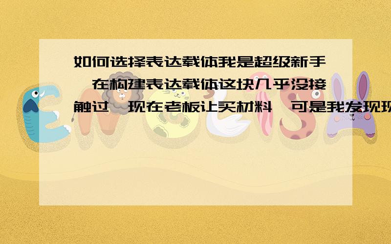 如何选择表达载体我是超级新手,在构建表达载体这块几乎没接触过,现在老板让买材料,可是我发现现在有好多载体,比如pet,pmg系列好多好多,真不知道该怎么选择了!我现在手上的基因片段长度