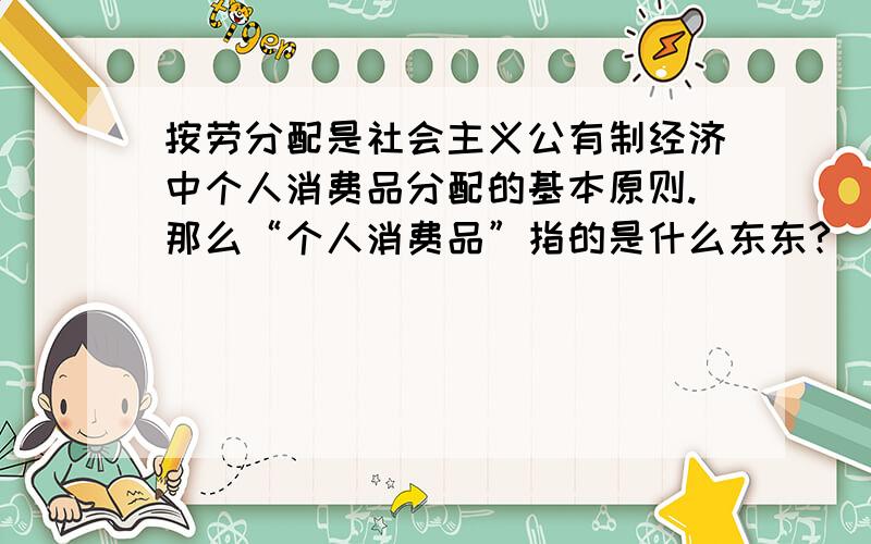 按劳分配是社会主义公有制经济中个人消费品分配的基本原则.那么“个人消费品”指的是什么东东?