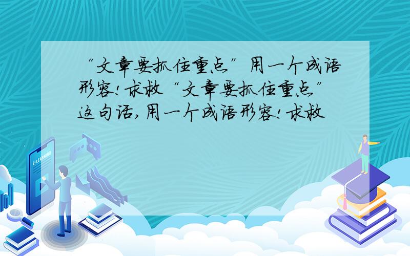 “文章要抓住重点”用一个成语形容!求救“文章要抓住重点”这句话,用一个成语形容!求救