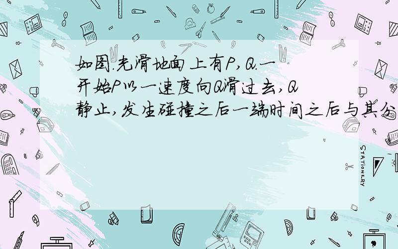 如图.光滑地面上有P,Q.一开始P以一速度向Q滑过去,Q静止,发生碰撞之后一端时间之后与其分离.A：P与弹簧分离时,Q的动能最大B：P与弹簧分离时,P的动能最小C：P与Q速度相等时,P,Q动能之后最小D