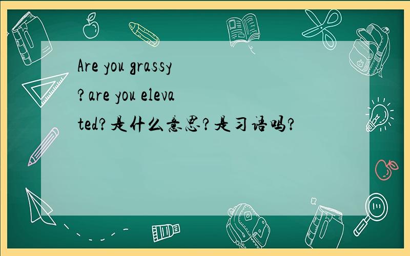 Are you grassy?are you elevated?是什么意思?是习语吗?