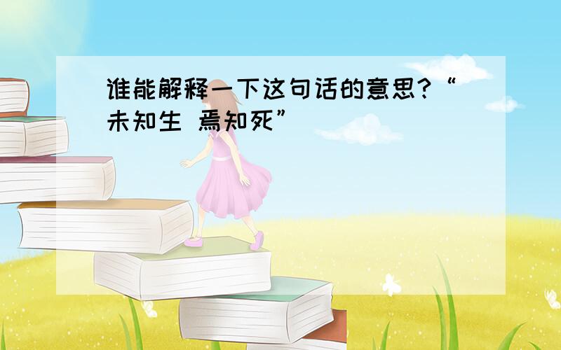 谁能解释一下这句话的意思?“未知生 焉知死”