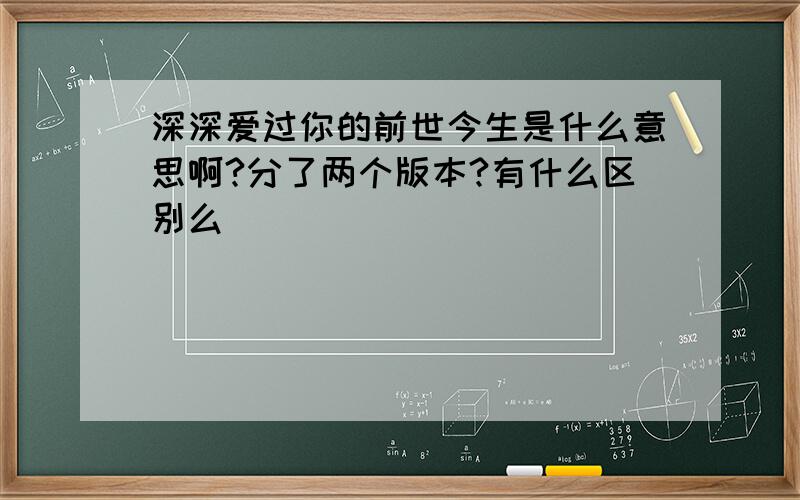 深深爱过你的前世今生是什么意思啊?分了两个版本?有什么区别么