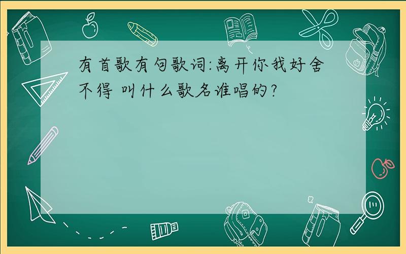 有首歌有句歌词:离开你我好舍不得 叫什么歌名谁唱的?