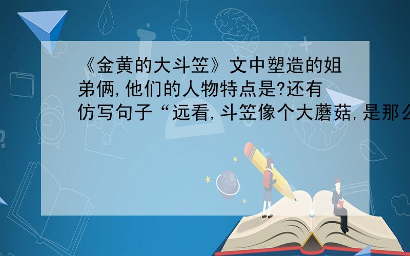 《金黄的大斗笠》文中塑造的姐弟俩,他们的人物特点是?还有仿写句子“远看,斗笠像个大蘑菇,是那么美.”