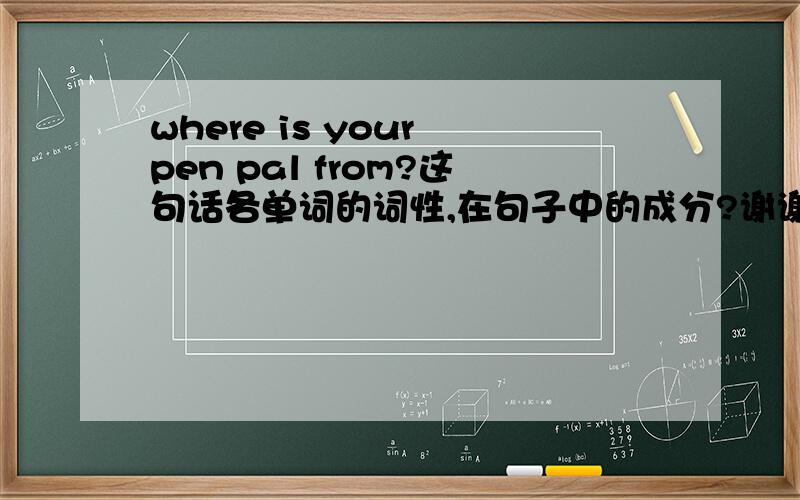 where is your pen pal from?这句话各单词的词性,在句子中的成分?谢谢了