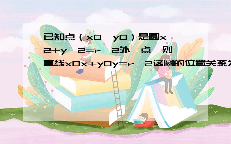 已知点（x0,y0）是圆x^2+y^2=r^2外一点,则直线x0x+y0y=r^2这圆的位置关系为什么是相交?详细说明一下,谢谢