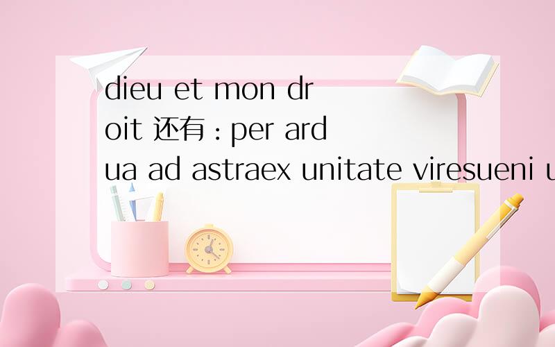 dieu et mon droit 还有：per ardua ad astraex unitate viresueni uidi uici