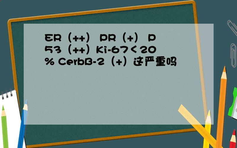 ER（++） PR（+） P53（++）Ki-67＜20% CerbB-2（+）这严重吗