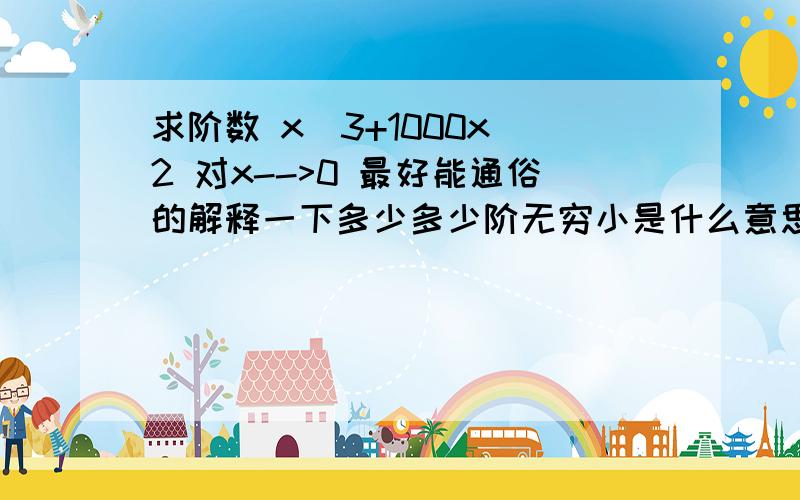 求阶数 x^3+1000x^2 对x-->0 最好能通俗的解释一下多少多少阶无穷小是什么意思