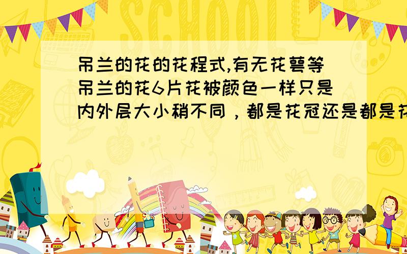 吊兰的花的花程式,有无花萼等吊兰的花6片花被颜色一样只是内外层大小稍不同，都是花冠还是都是花萼，或者是三片花萼三片花冠