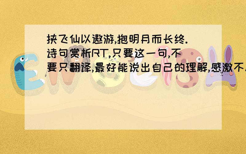 挟飞仙以遨游,抱明月而长终.诗句赏析RT,只要这一句,不要只翻译,最好能说出自己的理解,感激不尽!