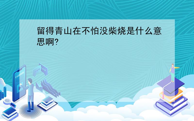 留得青山在不怕没柴烧是什么意思啊?