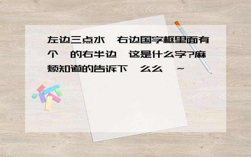 左边三点水,右边国字框里面有个豚的右半边,这是什么字?麻烦知道的告诉下,么么哒～