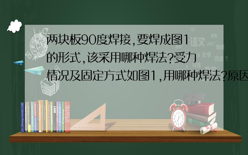 两块板90度焊接,要焊成图1的形式,该采用哪种焊法?受力情况及固定方式如图1,用哪种焊法?原因,或是有什么更好的办法吗,