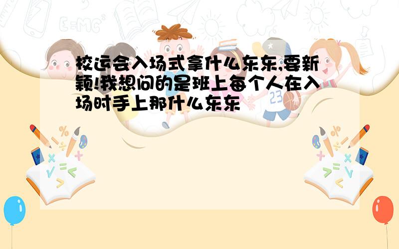 校运会入场式拿什么东东,要新颖!我想问的是班上每个人在入场时手上那什么东东