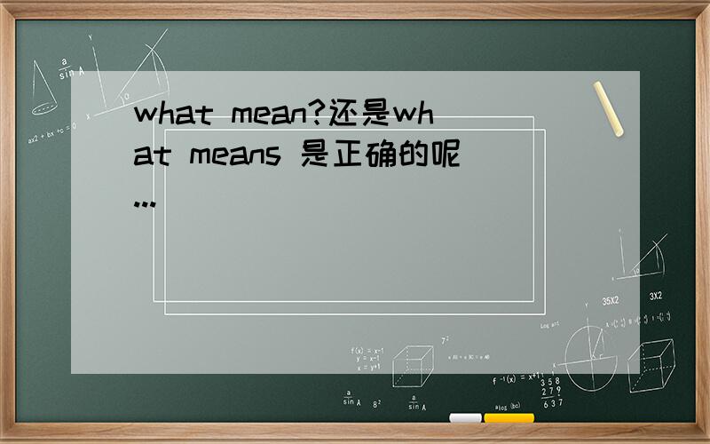 what mean?还是what means 是正确的呢...