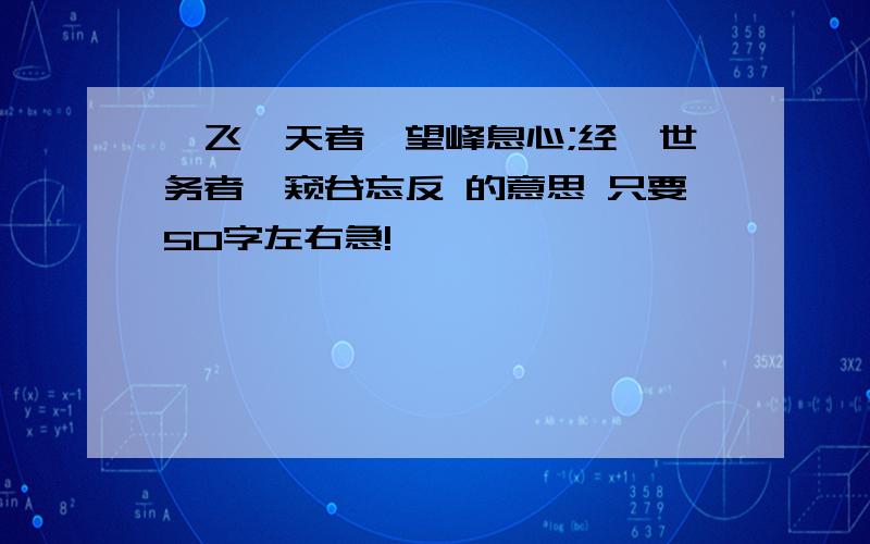 鸢飞戾天者,望峰息心;经纶世务者,窥谷忘反 的意思 只要50字左右急!