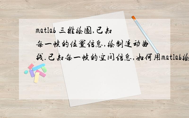 matlab 三维绘图,已知每一帧的位置信息,绘制运动曲线.已知每一帧的空间信息,如何用matlab绘制运动曲线,时长是24帧,即24组空间位置坐标（x,y,z 的坐标值）,应该使用什么函数,绘制空间轨迹啊?